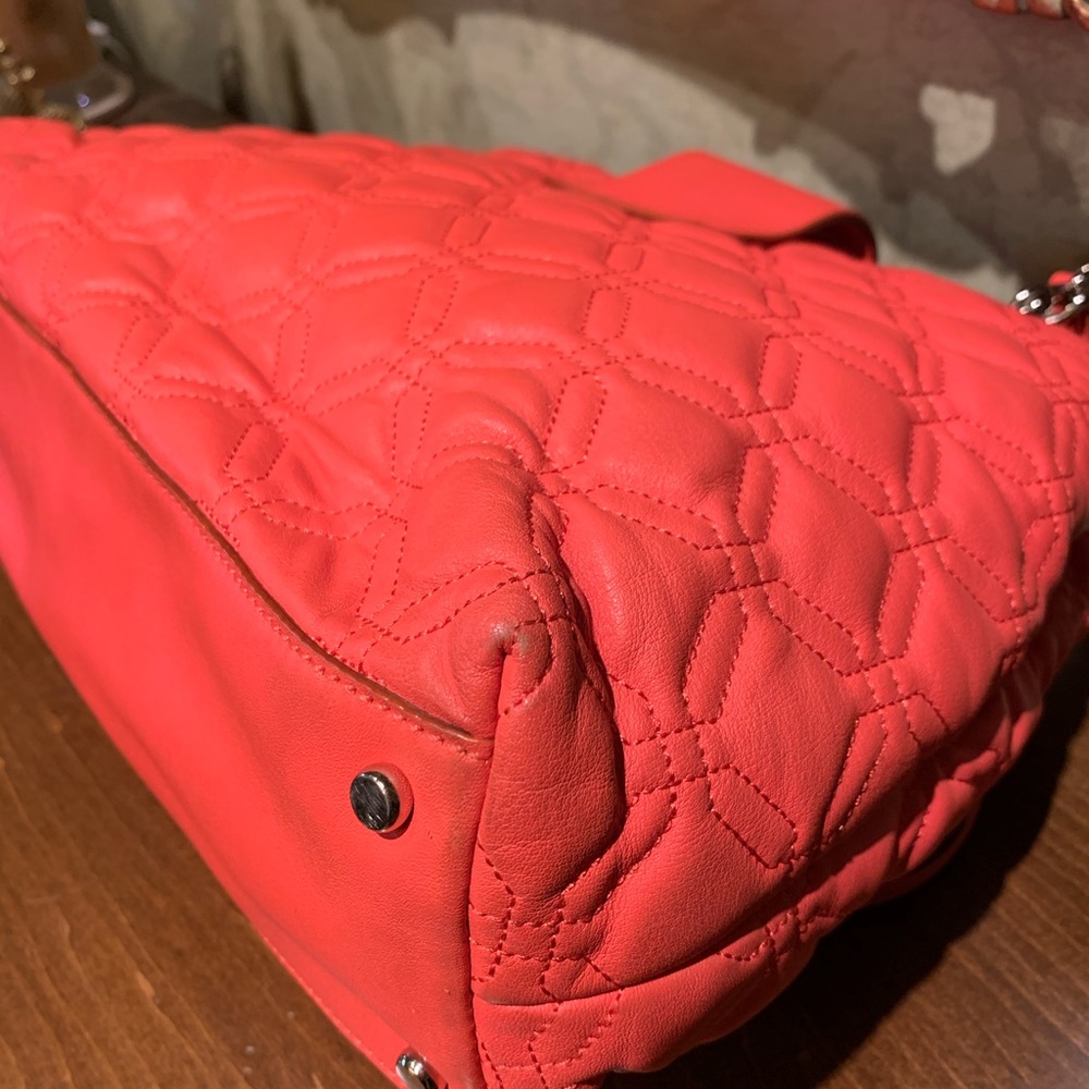 Kate Spade Quilted Aston Court Coral Leather&Chain - Picture 14 of 15